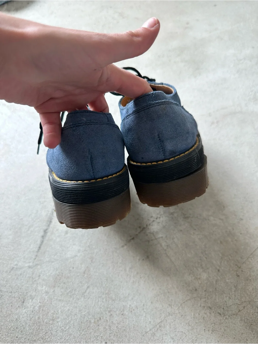Dr. Martens Blue Suede Lace-Up Derby Shoes